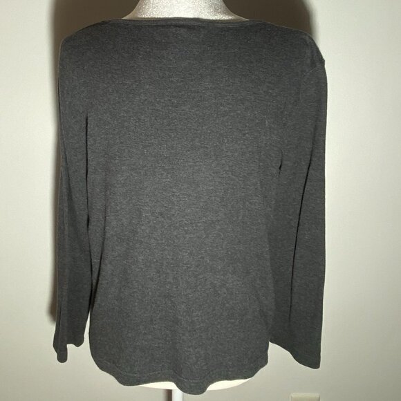 Karen Scott Gray Pullover Shirt with Rhinestone Reindeer Size Medium - Picture 2 of 5